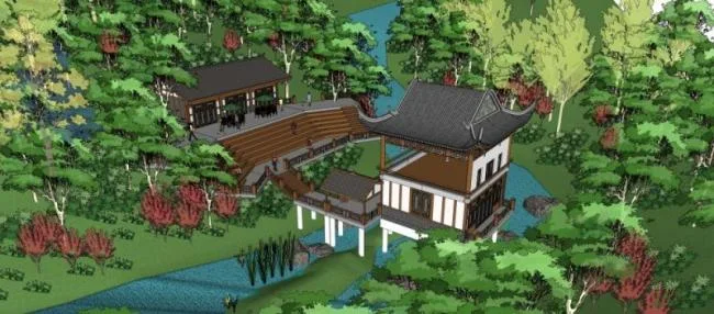 Sketchup商业模型|会所，中式风格