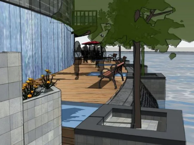 Sketchup景观模型|滨水景观，现代风格