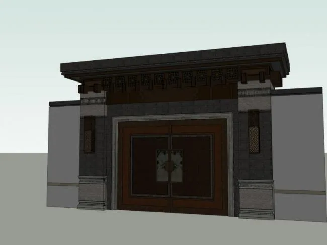 Sketchup小品模型|大宅门头，中式风格，小品，大门