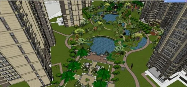 Sketchup景观模型|小区景观，住宅景观，古典风格