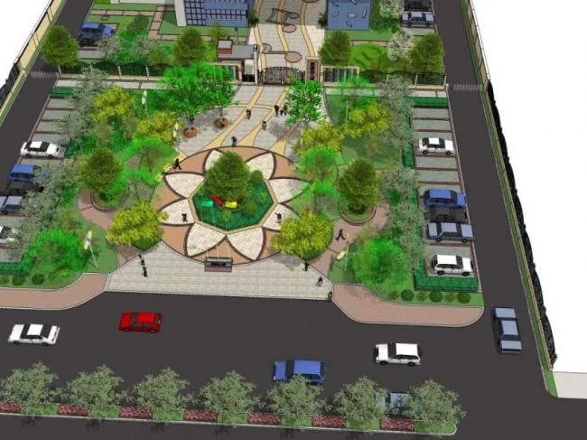 Sketchup景观模型|校园景观，学校景观，幼儿园景观，现代风格
