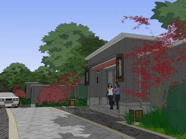 Sketchup景观模型|小区景观，住宅景观，现代中式风格