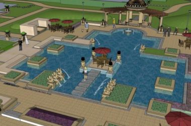 Sketchup景观模型|小区景观，住宅景观，古典风格-BIM建筑网