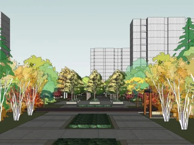 Sketchup景观模型|小区景观，住宅景观，现代风格