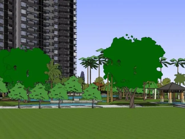 Sketchup景观模型|小区景观，古典风格