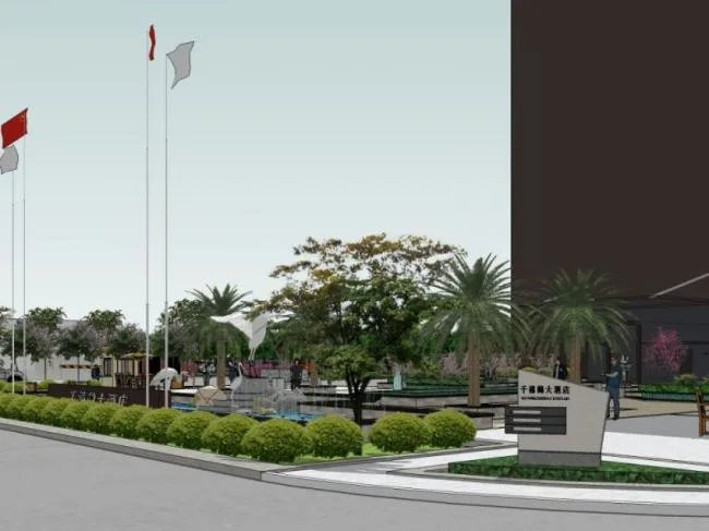 Sketchup景观模型|商业景观，停车场景观，现代风格