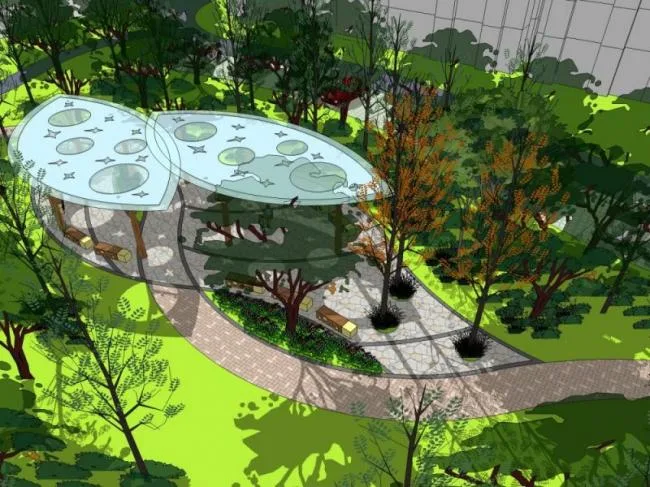 Sketchup景观模型|小区景观，住宅景观，现代风格