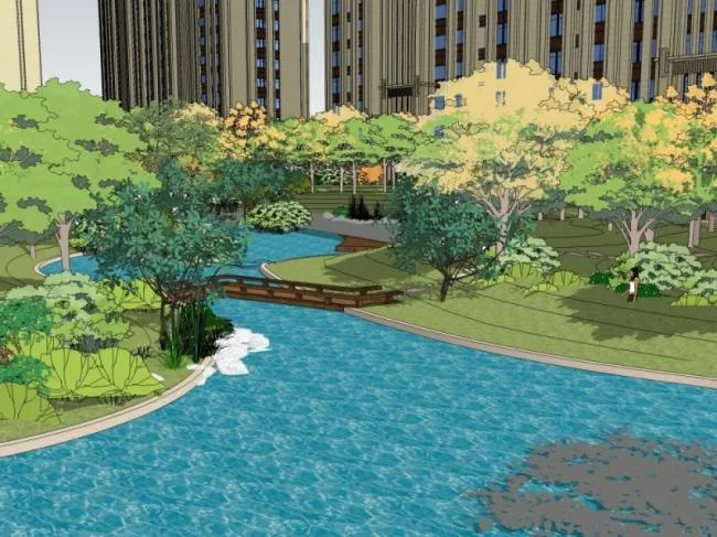Sketchup景观模型|小区景观，住宅景观，古典风格