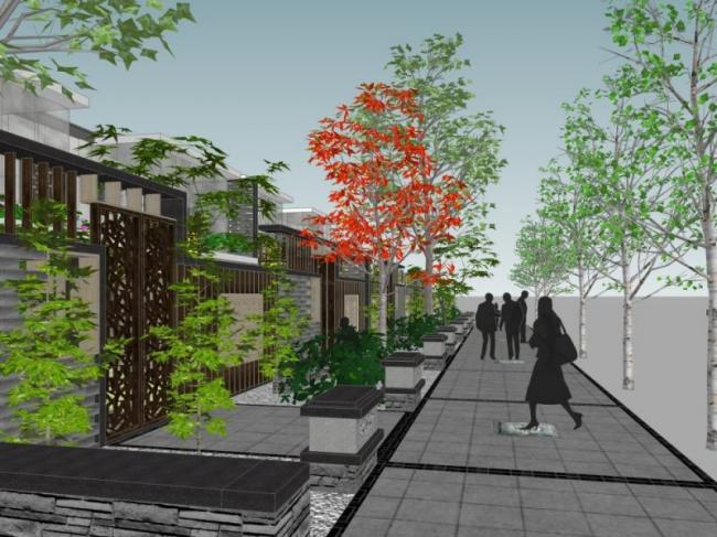 Sketchup景观模型|别墅庭院，现代中式风格
