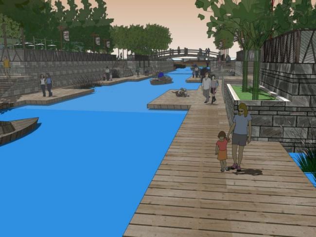 Sketchup景观模型|滨河景观，滨水景观，现代风格