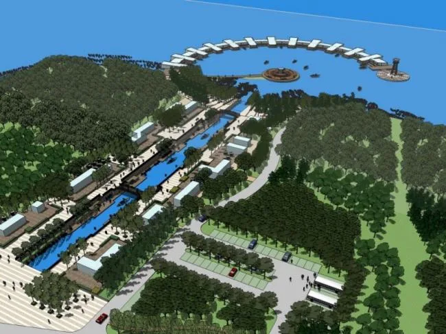 Sketchup景观模型|滨河景观，滨水景观，现代风格