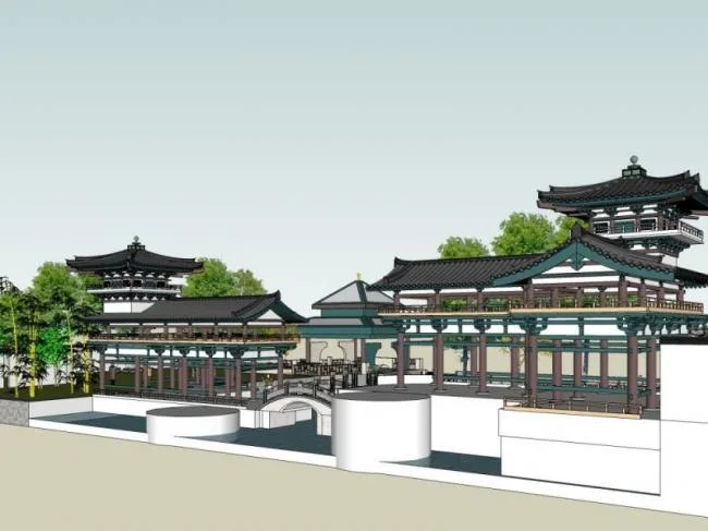 Sketchup景观模型|公园景观，园林景观，中式风格，中式园林
