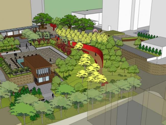 Sketchup景观模型|广场景观，现代风格