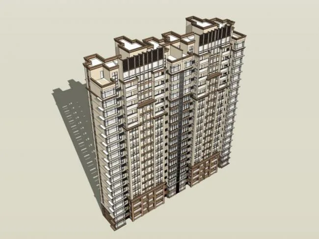 Sketchup住宅模型|高层住宅，居住建筑，古典风格