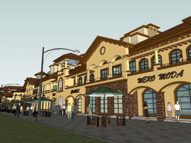 Sketchup商业模型|多层商业街，西班牙风格