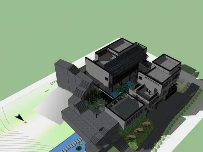 Sketchup住宅模型|多层会所，现代风格
