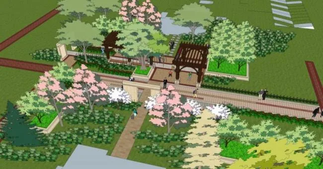 Sketchup景观模型|广场景观，现代风格