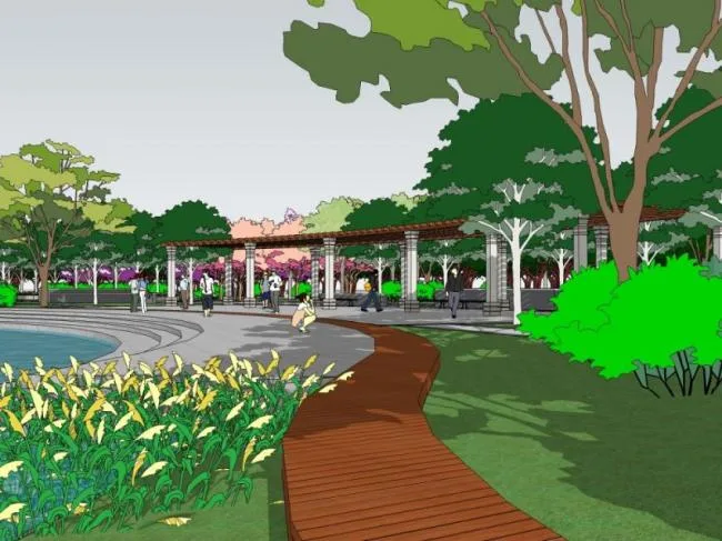 Sketchup景观模型|道路景观，街头公园景观，现代风格