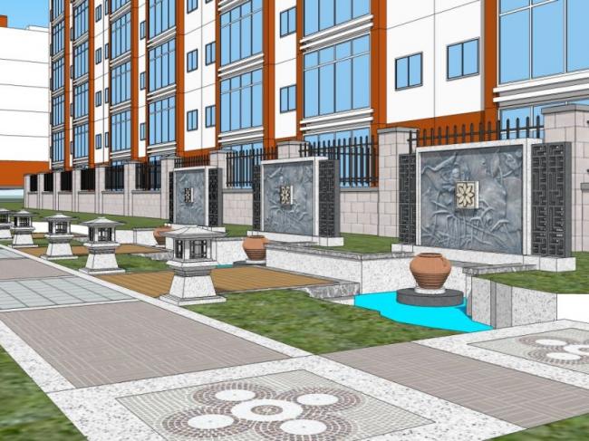 Sketchup景观模型|小区景观，住宅景观，现代中式风格