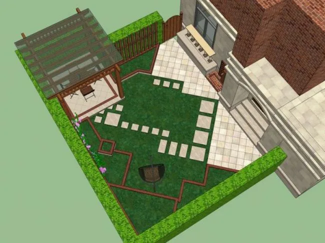 Sketchup景观模型|别墅景观，庭院景观，现代风格