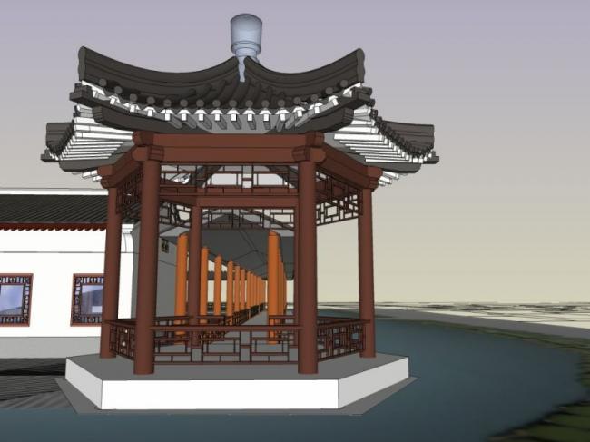 Sketchup古建筑模型|多层古书院改造，仿古，古建筑，中式风格
