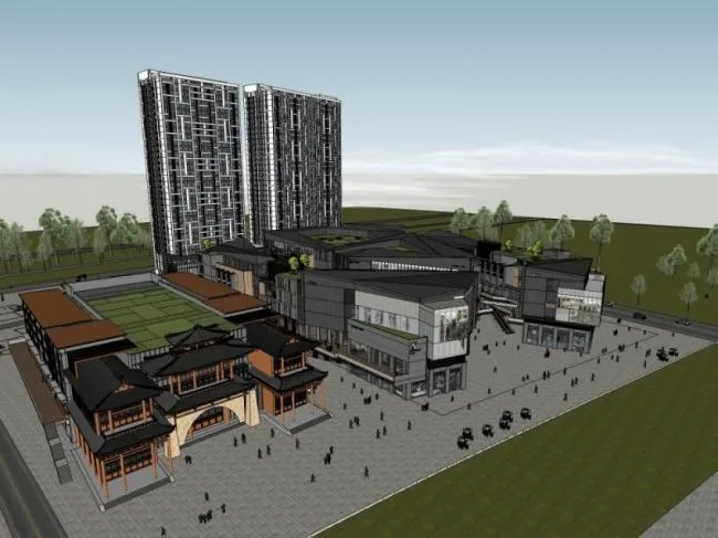 Sketchup商业模型|多高层商业街区，现代风格