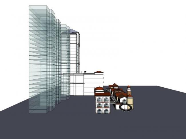 Sketchup酒店模型|高层酒店及商业街，西班牙风格