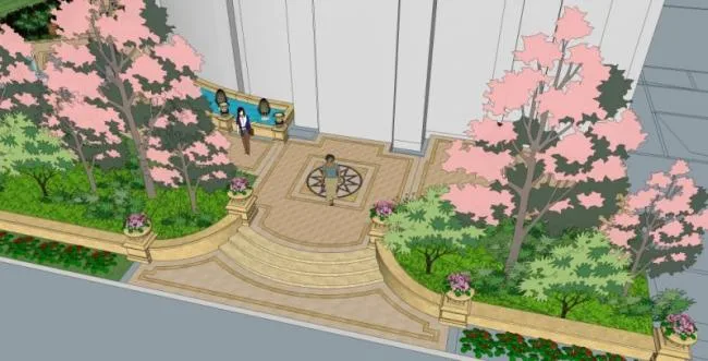Sketchup景观模型|商业景观，古典风格