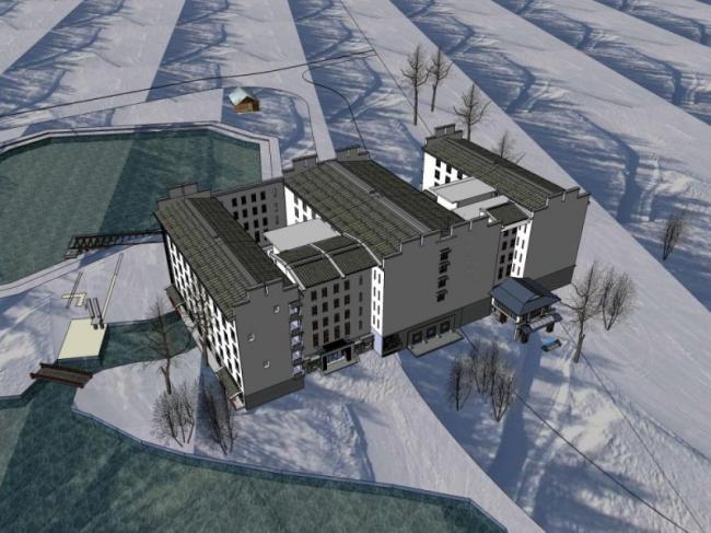 Sketchup酒店模型|多层旅馆建筑，现代中式风格