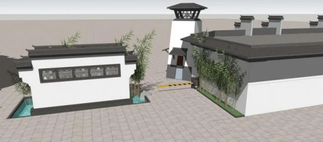 Sketchup小品模型|大门，中式风格，小品