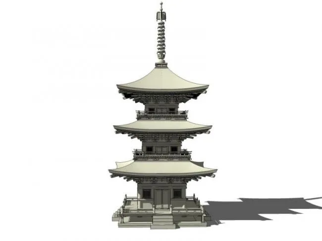 Sketchup古建筑模型|多层塔建筑，古建筑，中式风格