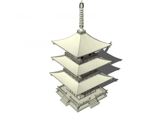 Sketchup古建筑模型|多层塔建筑，古建筑，中式风格