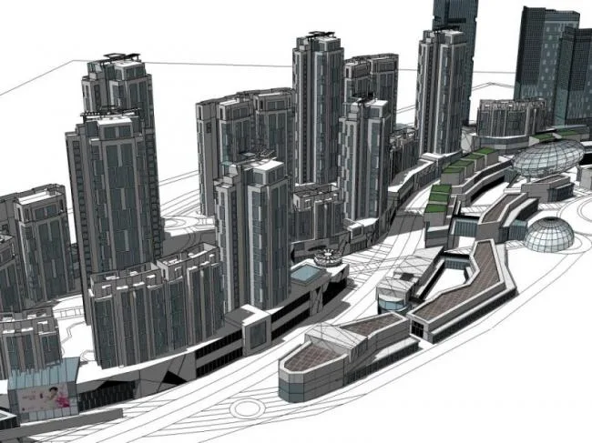 Sketchup综合体模型|超高层城市综合体，商业，住宅，办公，酒店，现代风格