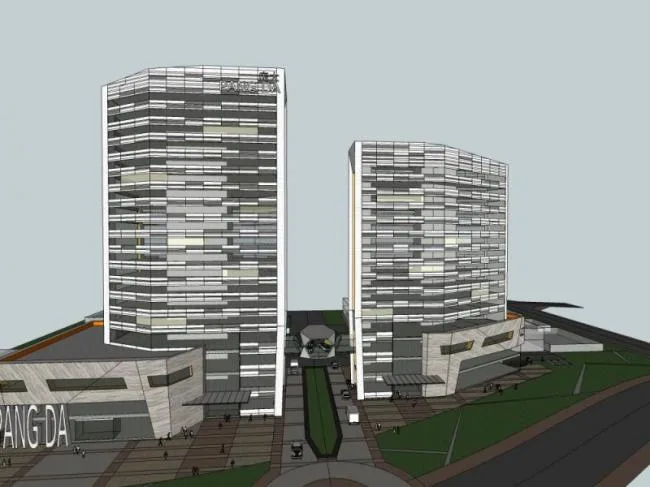 Sketchup综合体模型|多高层商业综合体，住宅，酒店，办公，现代风格