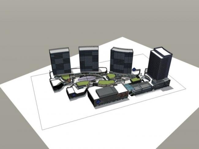Sketchup综合体模型|多高层商业综合体，住宅，办公，现代风格