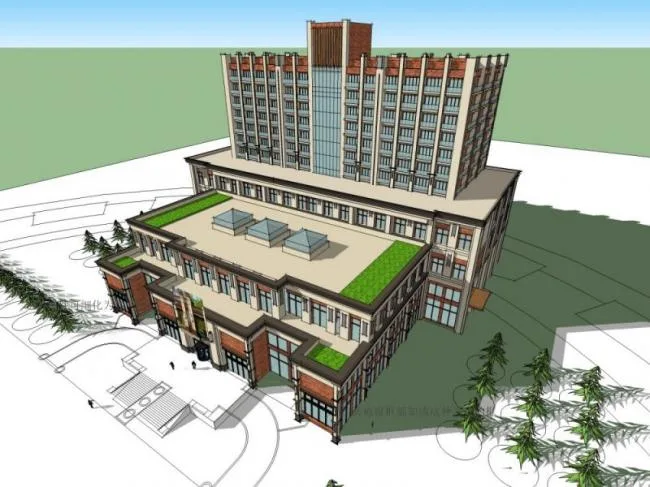 Sketchup酒店模型|多层酒店，现代风格