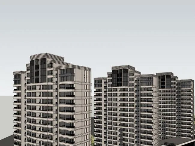 Sketchup住宅模型|高层住宅，居住建筑，古典风格