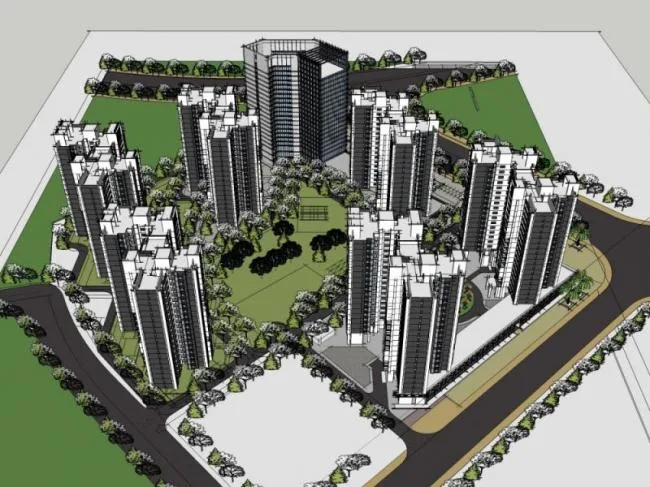 Sketchup住宅模型|高层住宅小区，现代风格