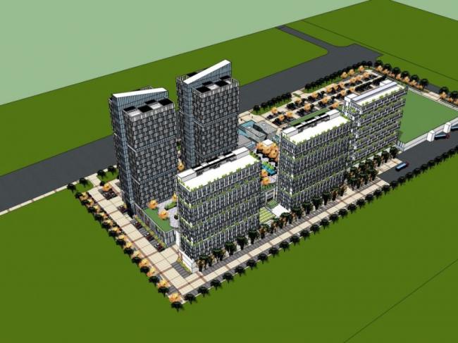 Sketchup综合体模型|多高层商业综合体，住宅，办公，现代风格