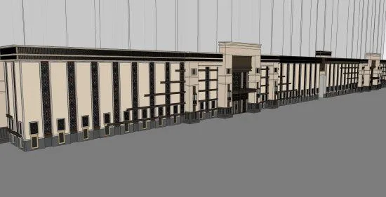 Sketchup商业模型|低层商业建筑群，现代风格
