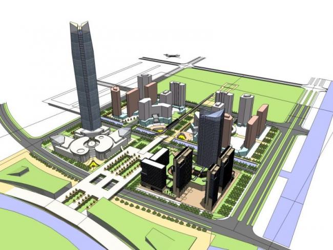 Sketchup综合体模型|超高层商业综合体，住宅，办公，现代风格