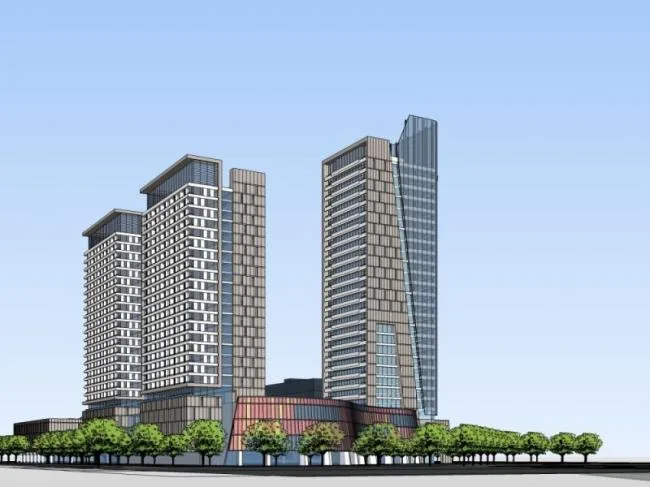 Sketchup综合体模型|多高层商业综合体，住宅，办公，现代风格