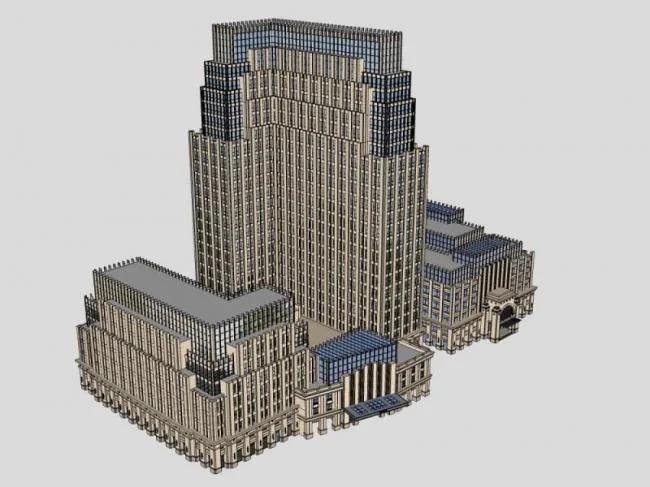 Sketchup办公模型|多高层办公楼，现代风格