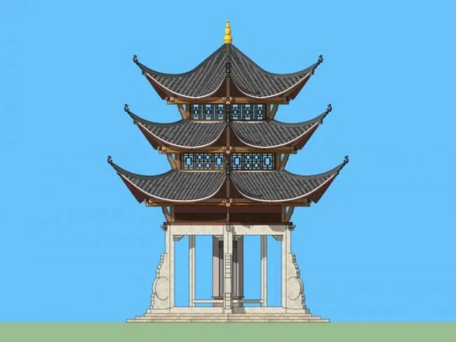 Sketchup小品模型|亭子，六角古亭，古建，中式风格，小品