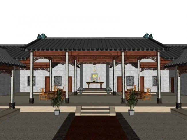 Sketchup住宅模型|低层住宅，古代民居，中式风格