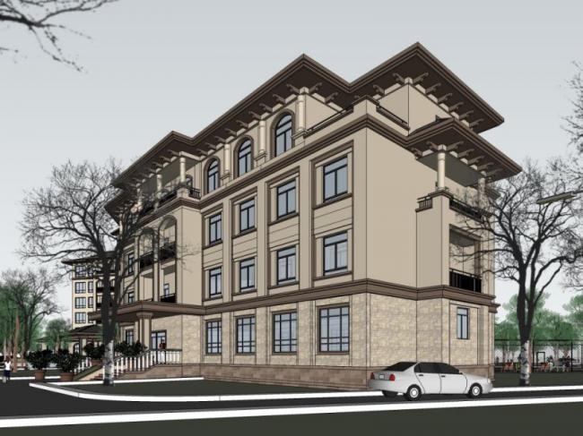 Sketchup酒店模型|多层酒店，古典风格