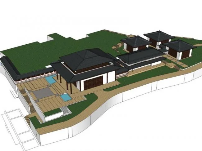 Sketchup文化模型|多层会展建筑群，文化建筑，中式风格