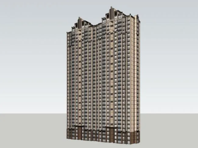 Sketchup住宅模型|超高层住宅，居住建筑，古典风格