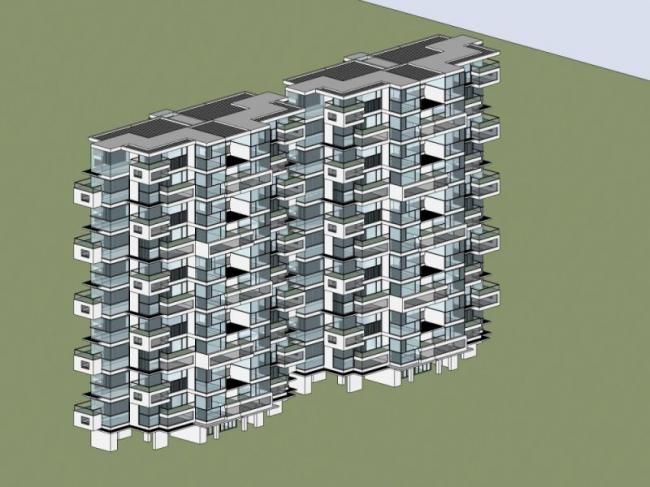 Sketchup住宅模型|高层住宅，现代风格