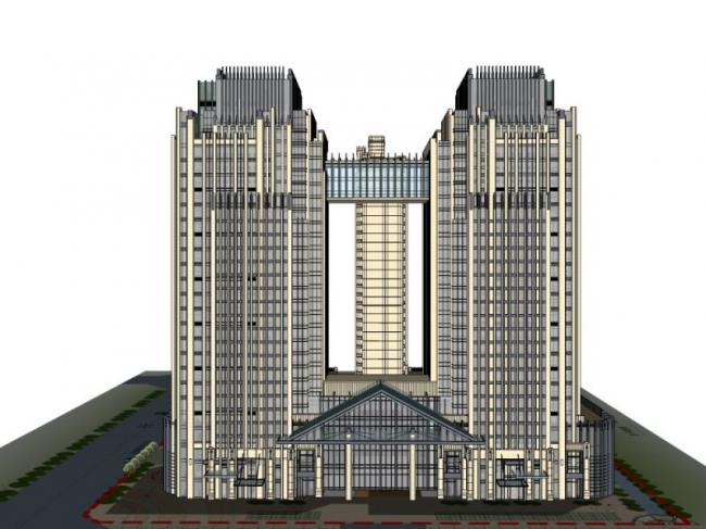Sketchup综合体模型|超高层商业综合体，住宅，办公，古典风格